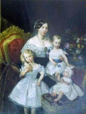 unknow artist Louise Marie Therese d'Artois, Duchess of Parma with her three children oil painting image
